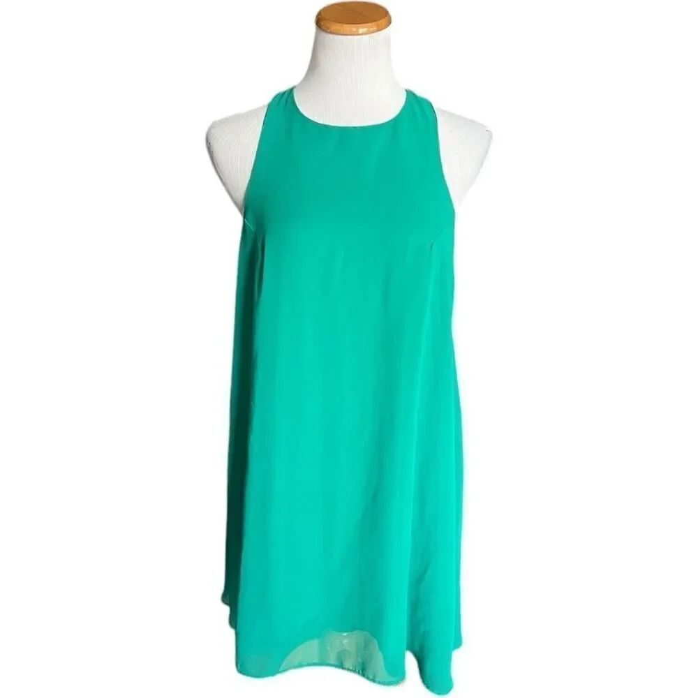 Womens Lulus Stunning Green Sleeveless Sheath Mini Dress - Sz L